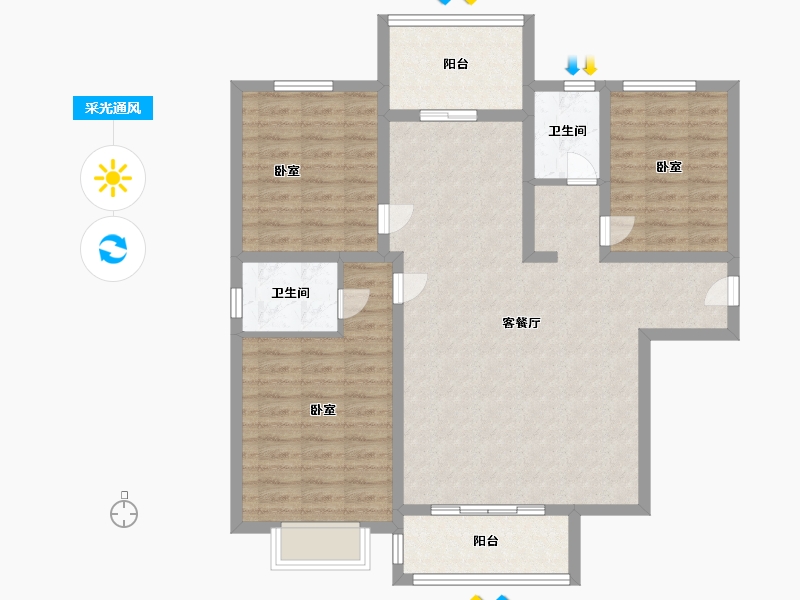 湖北省-孝感市-豫嘉盛世家园-100.99-户型库-采光通风