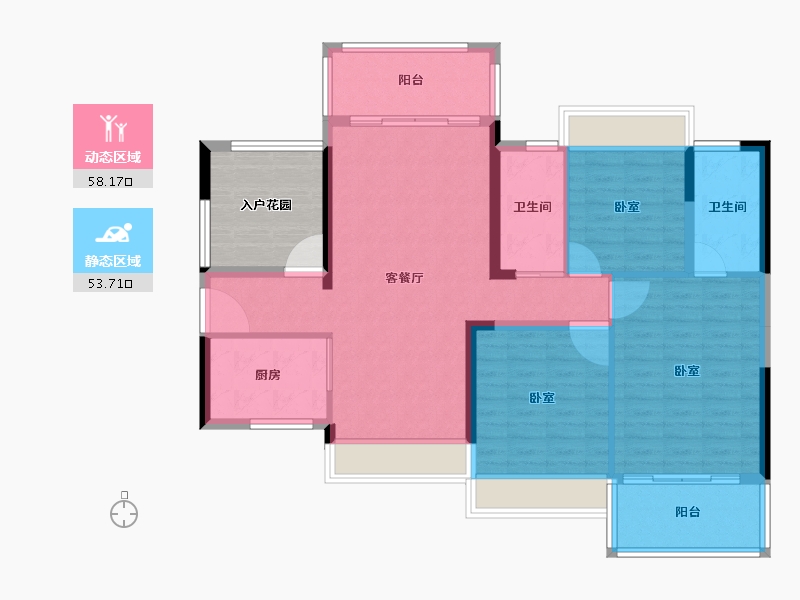 湖南省-怀化市-美达·水木清华-109.11-户型库-动静分区