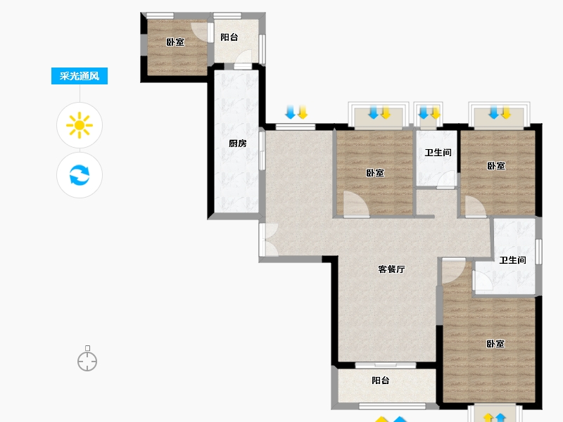 湖北省-武汉市-君荟天地-109.00-户型库-采光通风