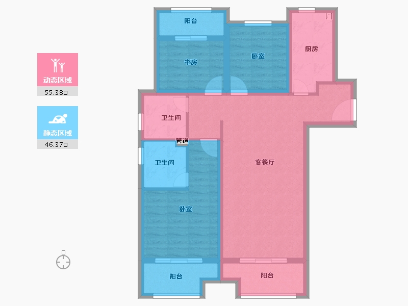 江苏省-镇江市-中骏四季阳光-90.01-户型库-动静分区