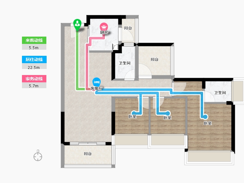 广东省-佛山市-顺德自在城-84.00-户型库-动静线