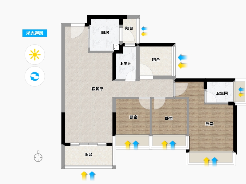 广东省-佛山市-顺德自在城-84.00-户型库-采光通风