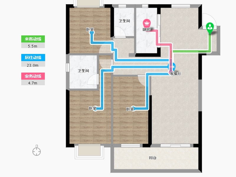 湖北省-荆州市-当代显扬府ΜΟΜΛ-99.88-户型库-动静线