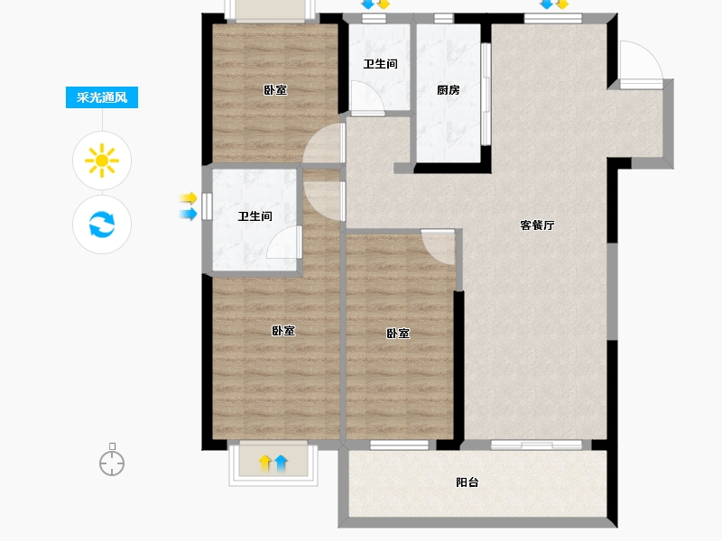 湖北省-荆州市-当代显扬府ΜΟΜΛ-99.88-户型库-采光通风