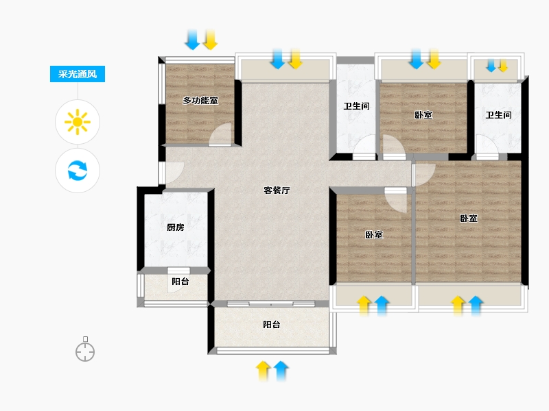 广东省-珠海市-龙光·玖龙湖-102.00-户型库-采光通风