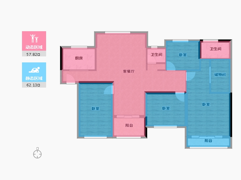 湖南省-长沙市-鸿海·公园里-107.32-户型库-动静分区