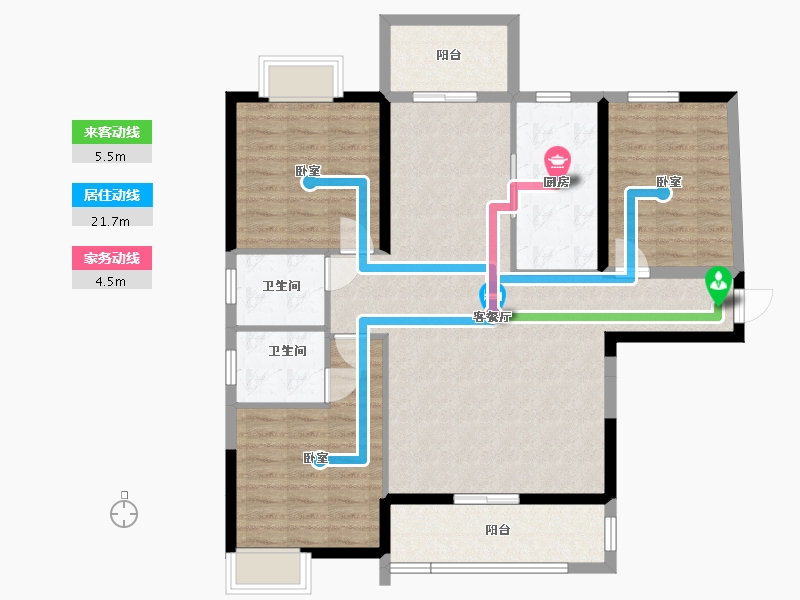 湖北省-孝感市-孝武城市客厅二期-106.61-户型库-动静线