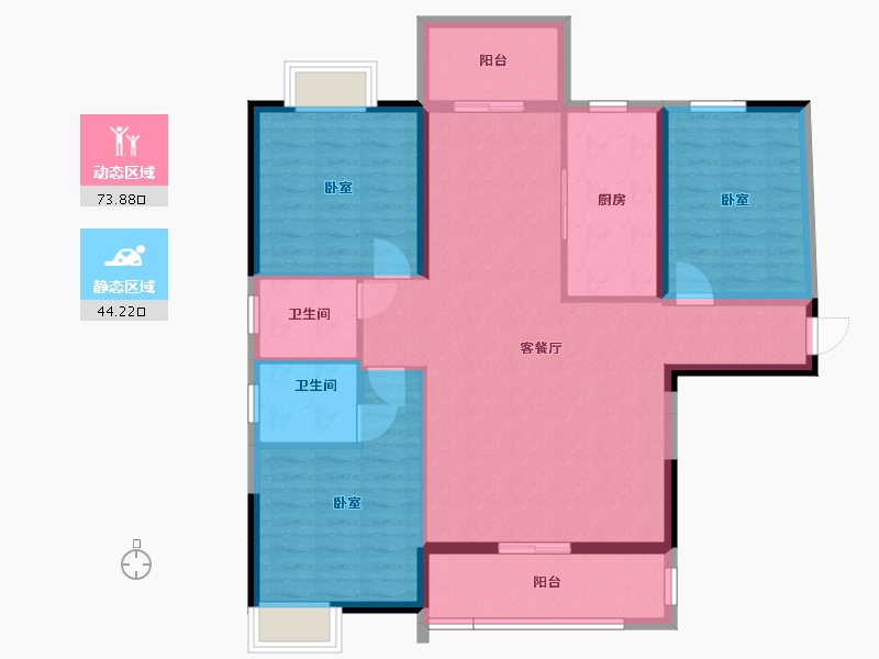 湖北省-孝感市-孝武城市客厅二期-106.61-户型库-动静分区