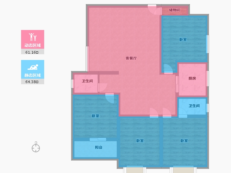 湖北省-孝感市-豫嘉盛世家园-111.99-户型库-动静分区