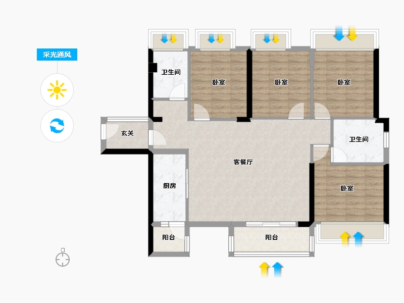 广东省-惠州市-汇园国际-101.22-户型库-采光通风