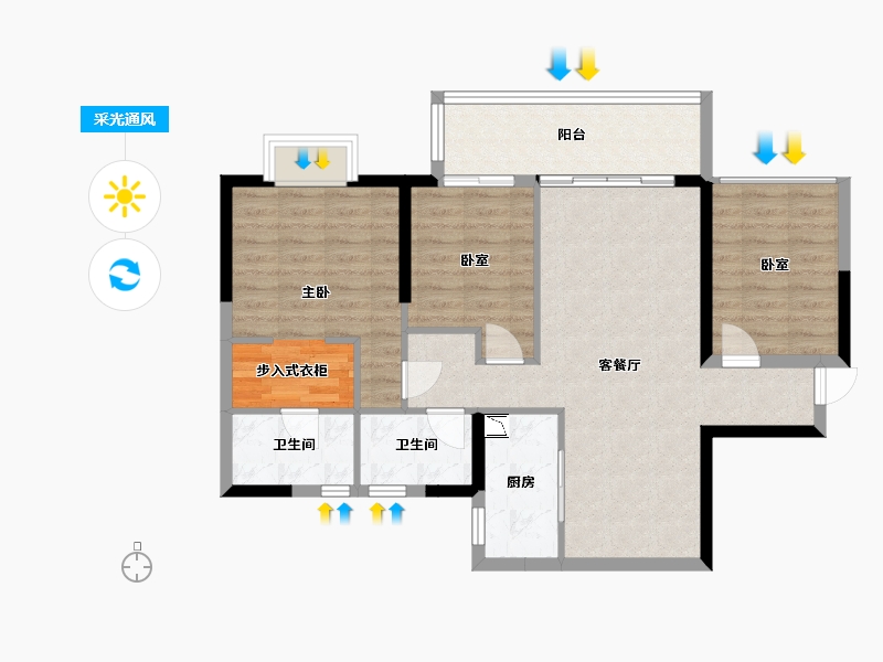 广东省-广州市-保利和光晨樾-87.78-户型库-采光通风