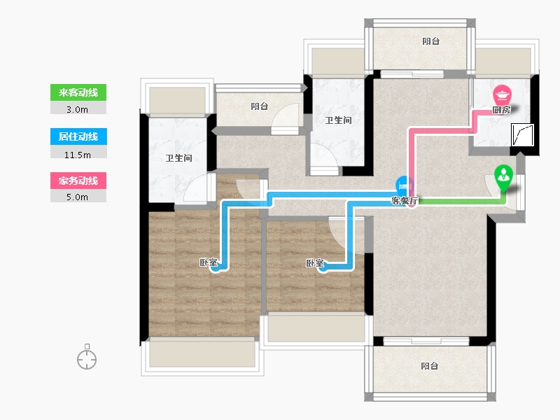 广东省-佛山市-顺德自在城-70.00-户型库-动静线