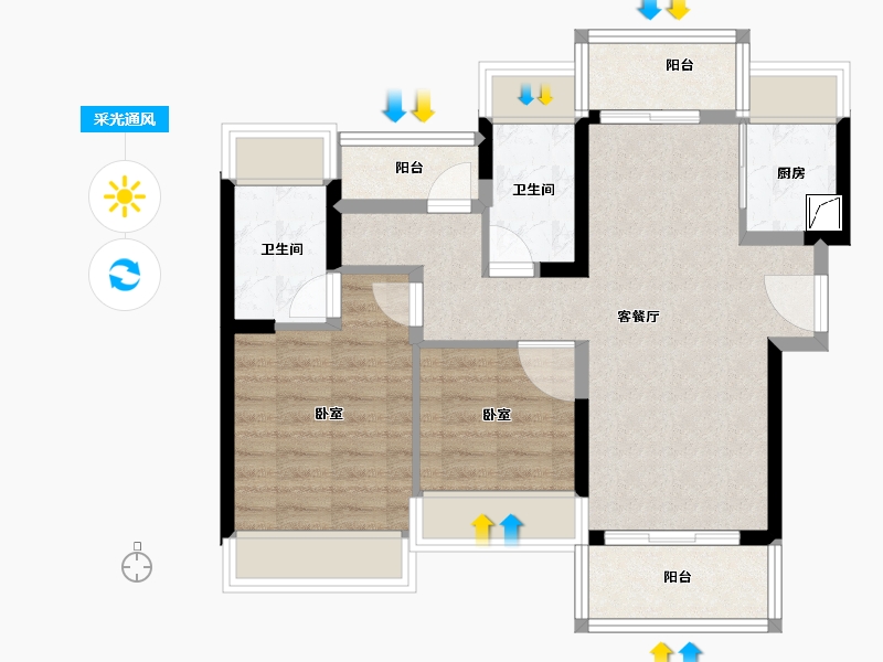 广东省-佛山市-顺德自在城-70.00-户型库-采光通风