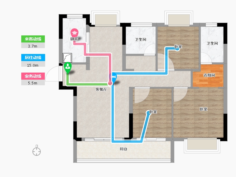 湖北省-武汉市-南德上林公馆-89.73-户型库-动静线