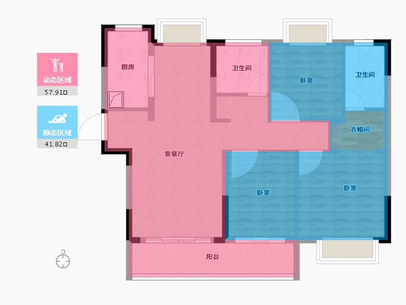 湖北省-武汉市-南德上林公馆-89.73-户型库-动静分区