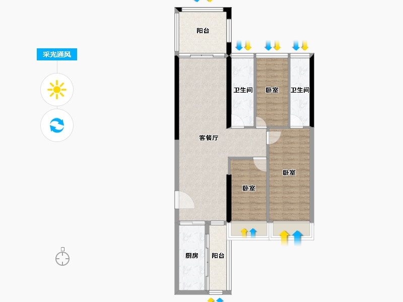 广东省-湛江市-城市尚居花园-84.00-户型库-采光通风