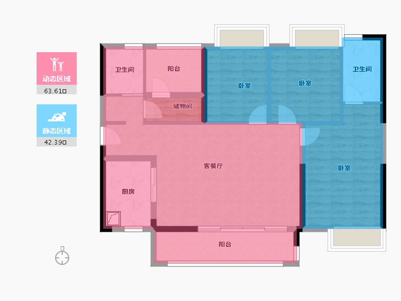 广东省-佛山市-雅居乐新地-95.05-户型库-动静分区