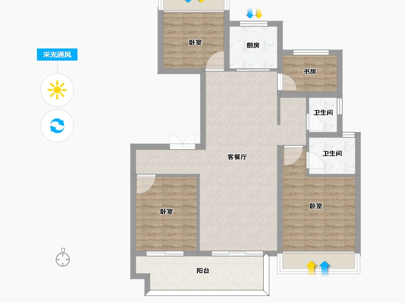 安徽省-六安市-时代悦府-94.00-户型库-采光通风