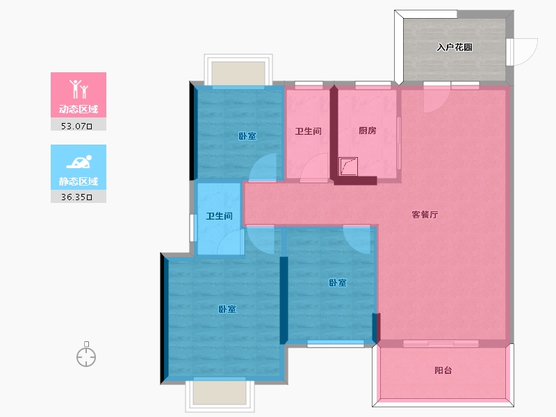 广东省-惠州市-凯尊公馆-86.50-户型库-动静分区