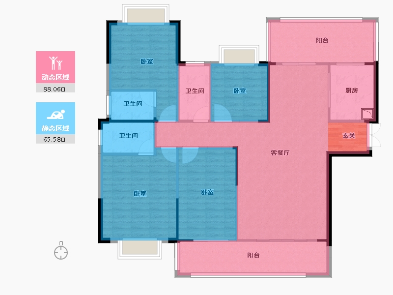 湖南省-邵阳市-恒泰珑湖·二期-140.83-户型库-动静分区