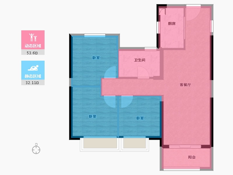 湖南省-长沙市-金地艺境-77.00-户型库-动静分区