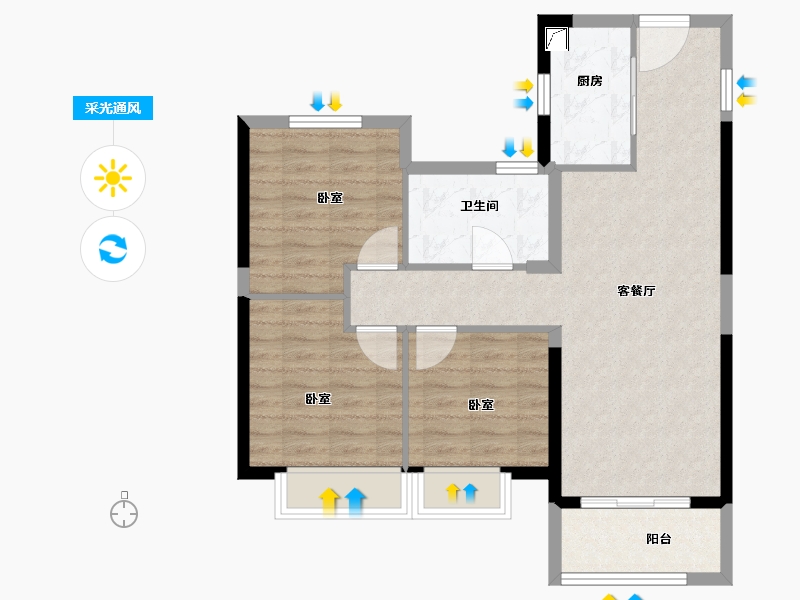 湖南省-长沙市-金地艺境-77.00-户型库-采光通风