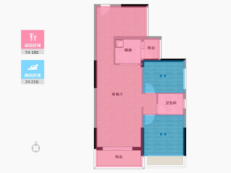 广东省-惠州市-卓洲摩卡公馆-70.87-户型库-动静分区