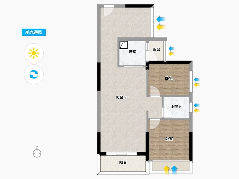 广东省-惠州市-卓洲摩卡公馆-70.87-户型库-采光通风