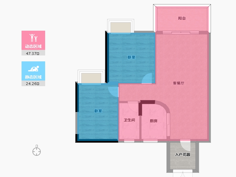 广东省-惠州市-凯尊公馆-68.57-户型库-动静分区