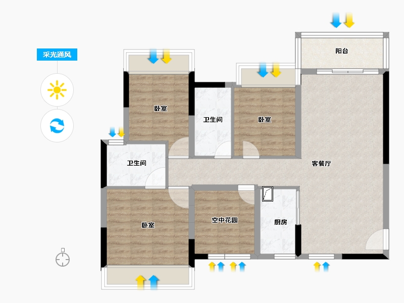 广东省-佛山市-捷和广场-93.55-户型库-采光通风