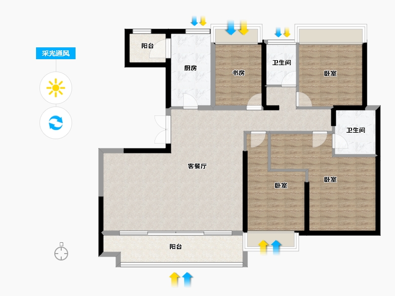 广东省-江门市-嶺江一品-131.71-户型库-采光通风