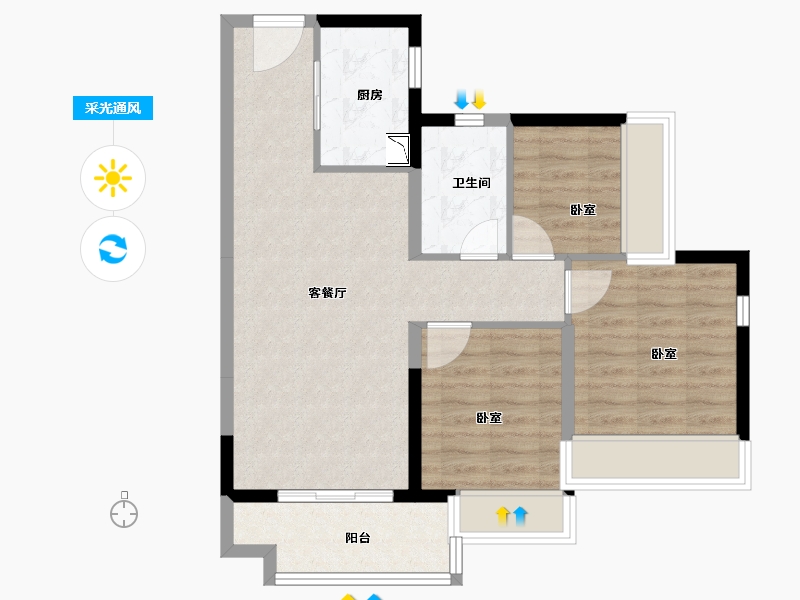 广东省-广州市-融创·春风岭南-72.00-户型库-采光通风