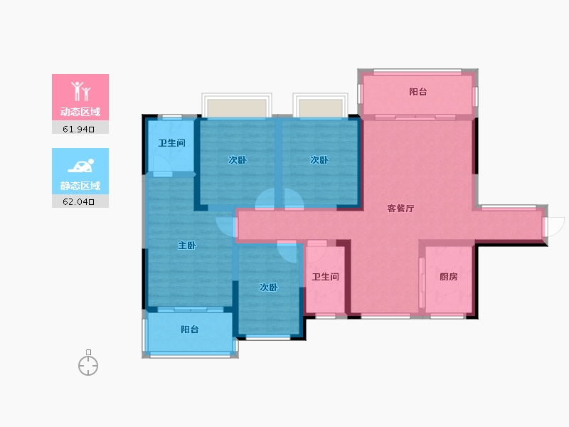 湖南省-湘潭市-龙城·盛悦府-109.74-户型库-动静分区