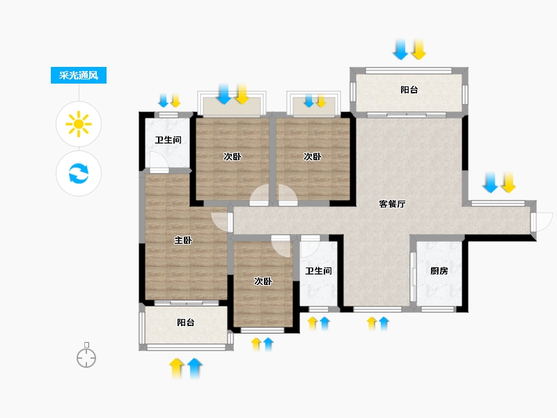 湖南省-湘潭市-龙城·盛悦府-109.74-户型库-采光通风