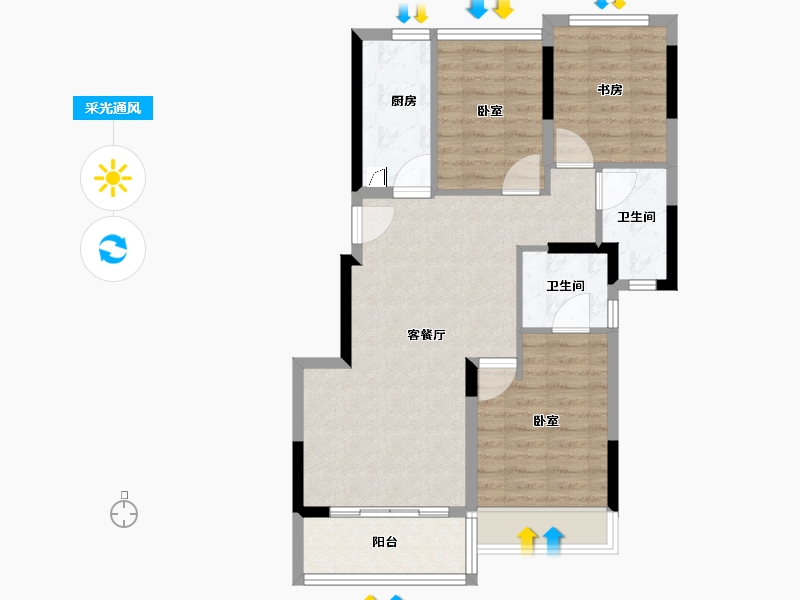 广东省-佛山市-顺德自在城-74.00-户型库-采光通风