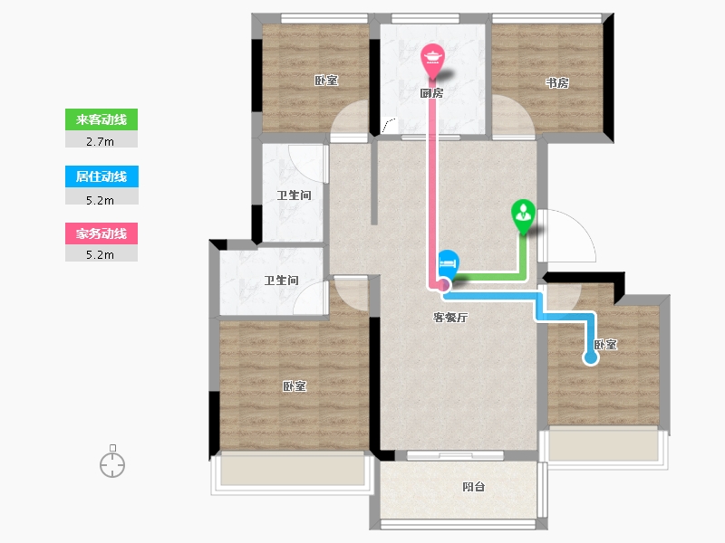 广东省-佛山市-顺德自在城-90.00-户型库-动静线