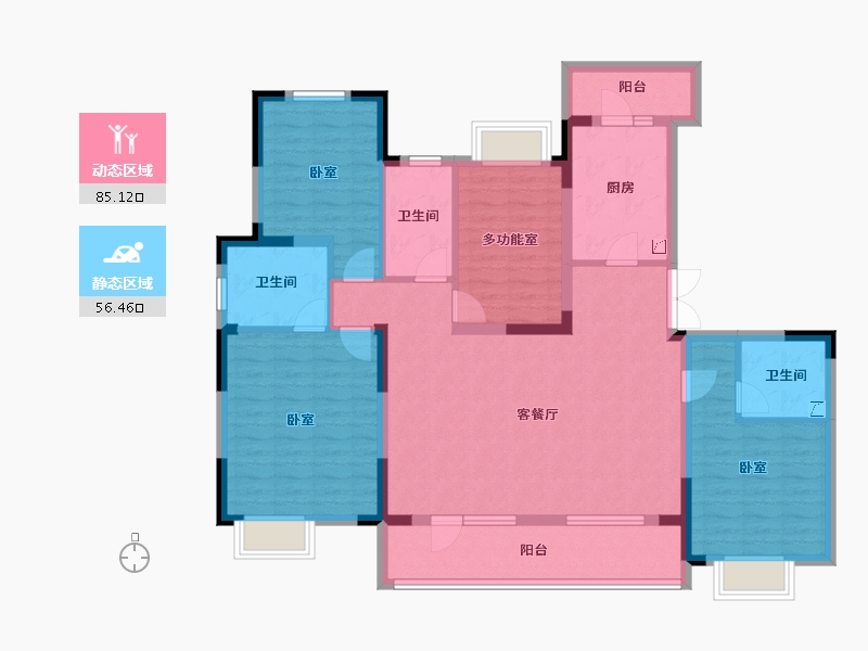 湖北省-武汉市-世界城瑜樾东方-126.30-户型库-动静分区