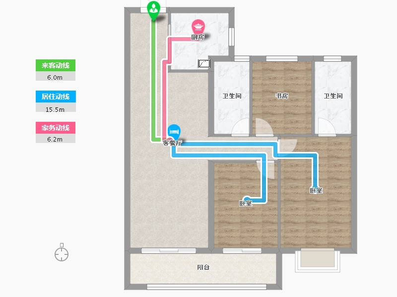 湖北省-武汉市-龙湖天玺-95.62-户型库-动静线