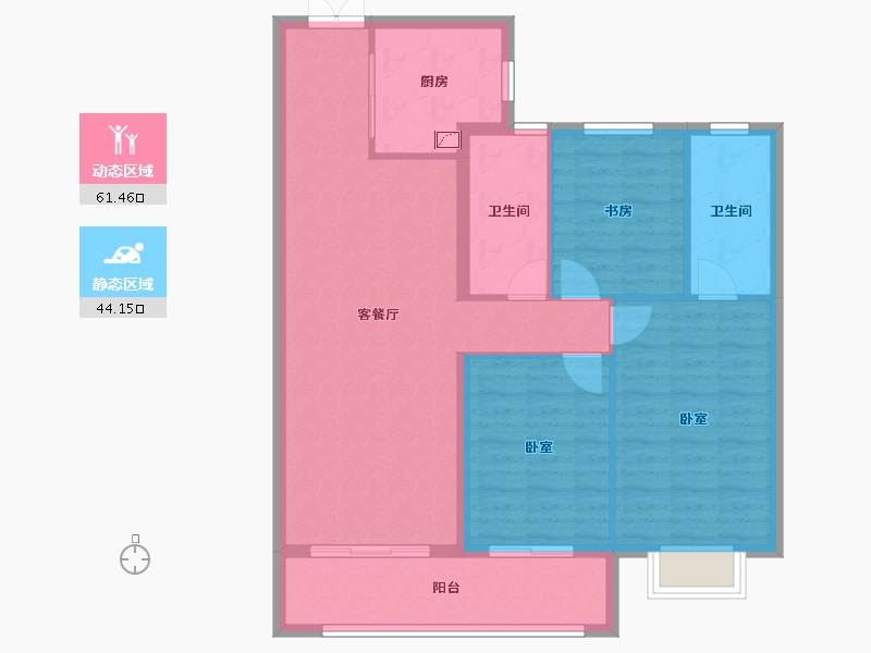 湖北省-武汉市-龙湖天玺-95.62-户型库-动静分区