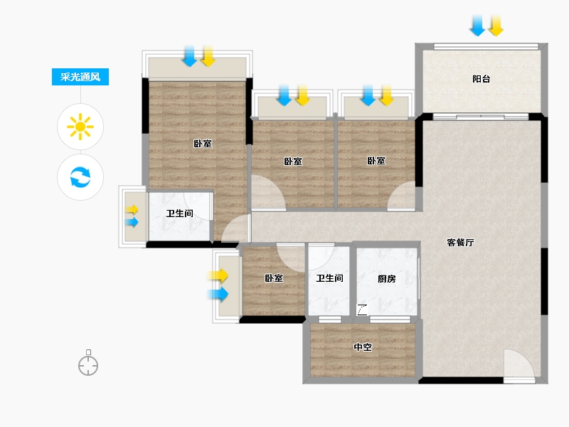 广东省-湛江市-汇泉·盛景名苑-116.94-户型库-采光通风