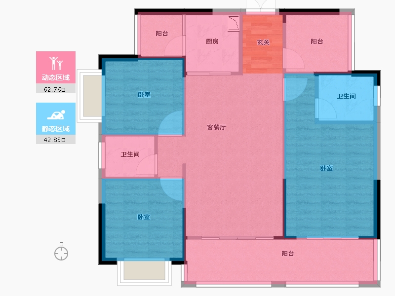 湖南省-邵阳市-恒泰珑湖·二期-96.24-户型库-动静分区