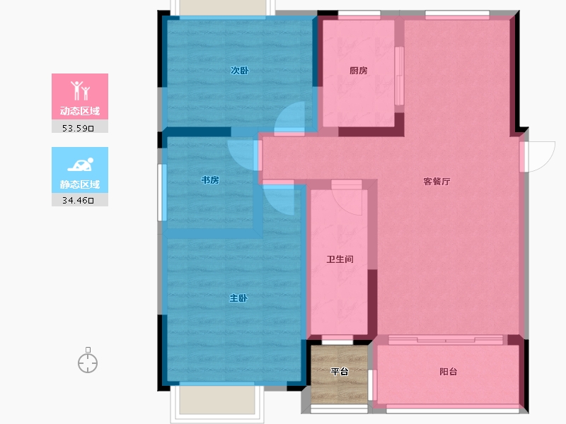 湖南省-湘潭市-龙城·盛悦府-80.12-户型库-动静分区