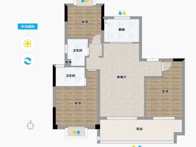 江苏省-镇江市-嘉源·首府-95.43-户型库-采光通风