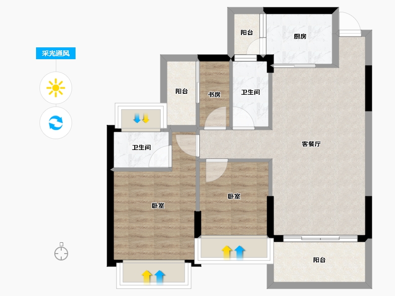 广东省-佛山市-谊泰豪苑-71.00-户型库-采光通风