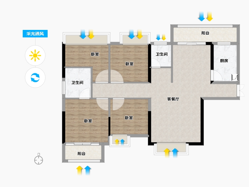 湖南省-长沙市-璞悦府-118.00-户型库-采光通风