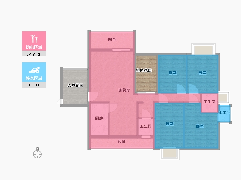 湖南省-郴州市-御景湾人和好景-88.80-户型库-动静分区