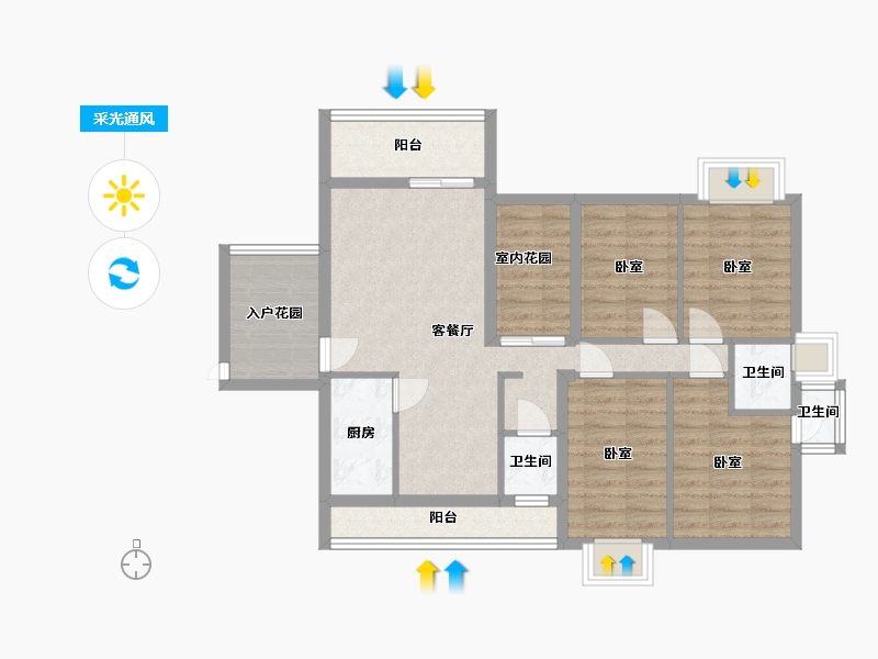 湖南省-郴州市-御景湾人和好景-88.80-户型库-采光通风