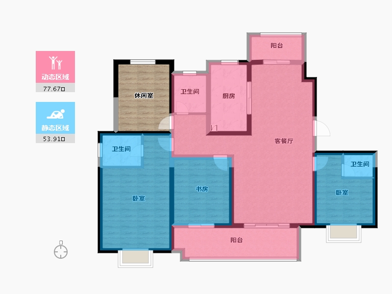 江苏省-镇江市-爱家·尚城-129.01-户型库-动静分区