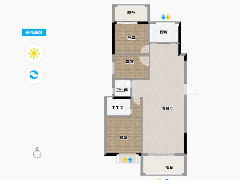 广东省-汕头市-清华城东区-104.10-户型库-采光通风