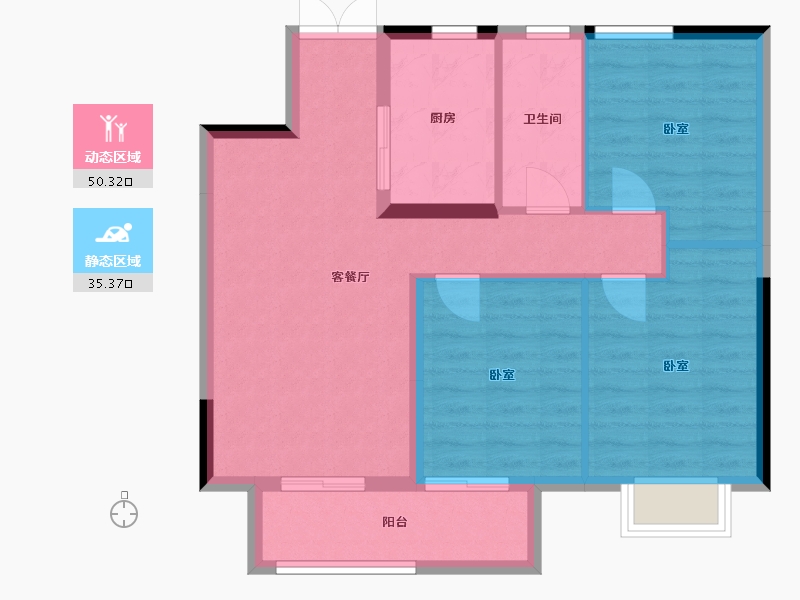 河南省-郑州市-名门紫园-77.25-户型库-动静分区